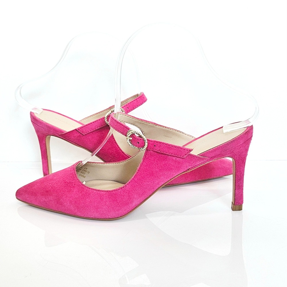 Stuart Weitzman Dazzle 75 Mule Pink Suede Crystal Buckle Mary Jane Heels‎ 6.5 - Picture 3 of 10